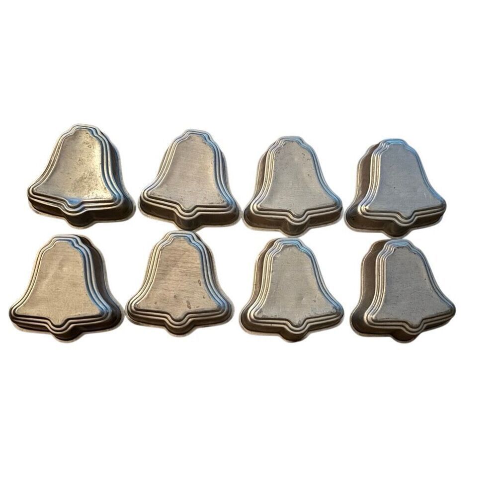 8 Vintage Aluminum Christmas Bells Jello Mold Baking Tins